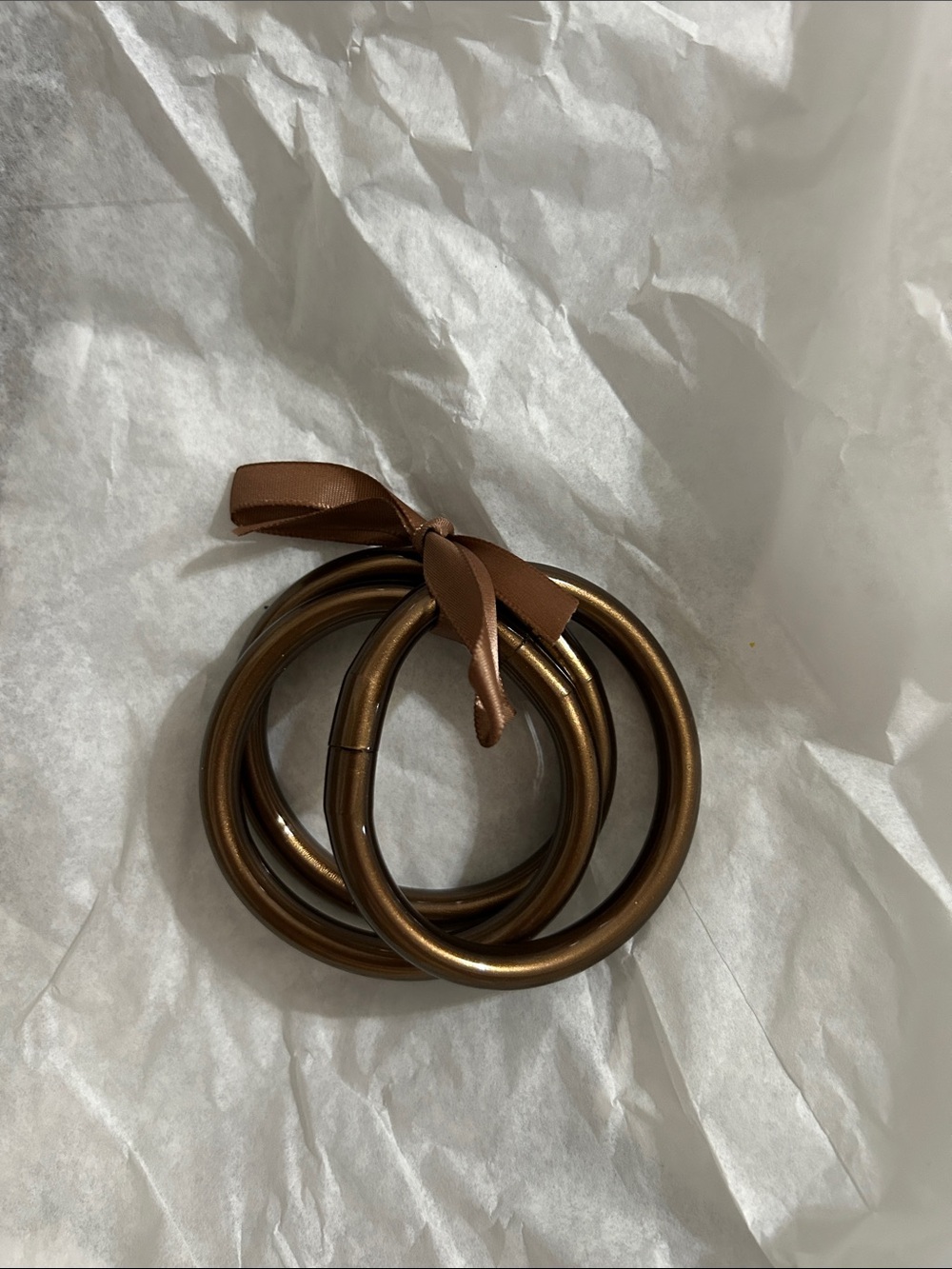 Brown Metallic Stackable Bangle Bracelet Set